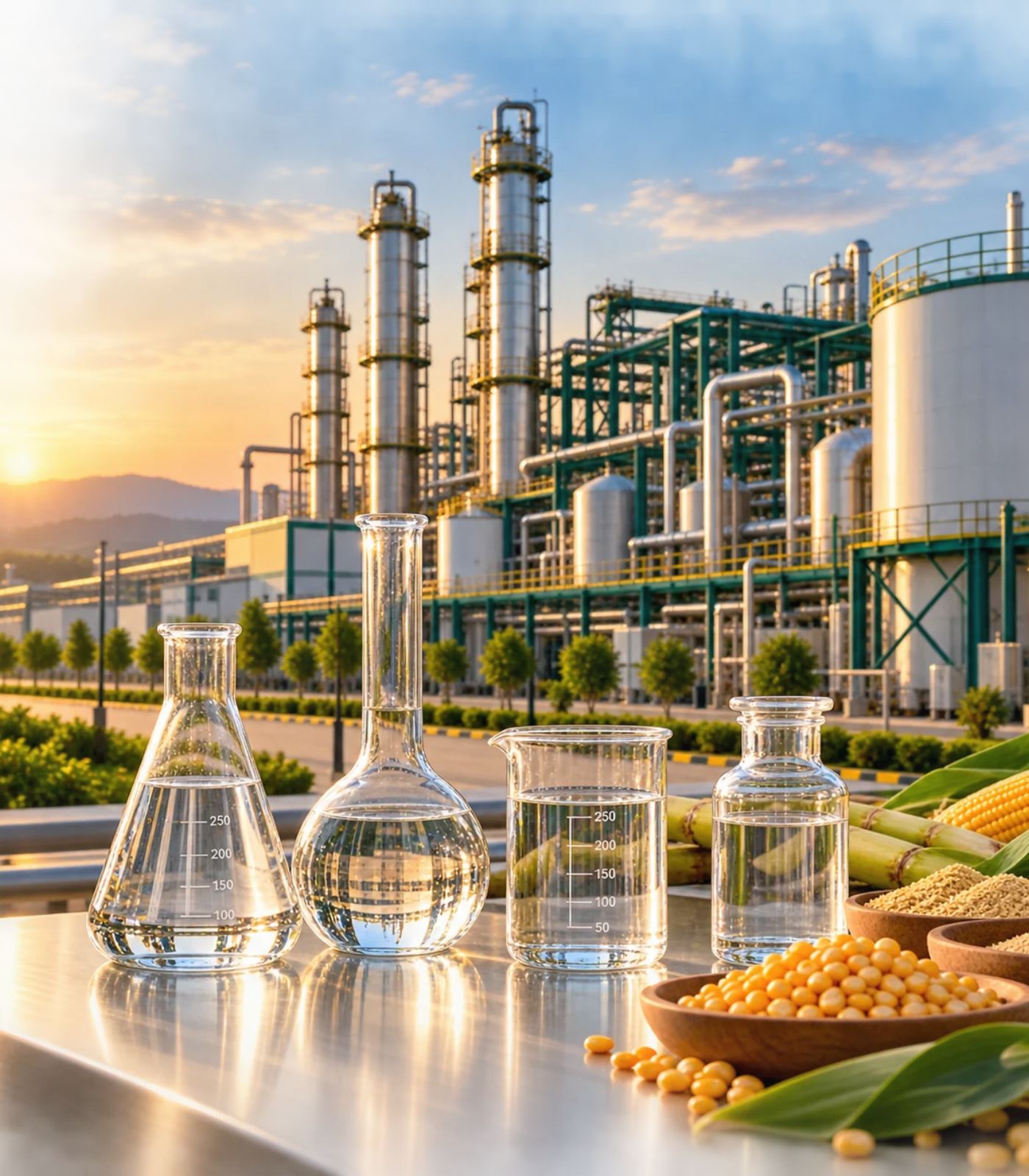Grain and sugarcane based ethanol manufacturing